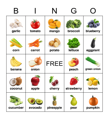 Fruits and Vegetables Bingo Card