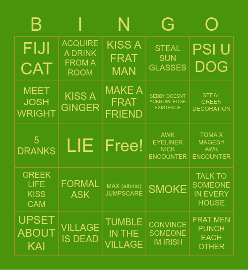 AVERYS ST PATTRICKS WEEKEND BINGO Card