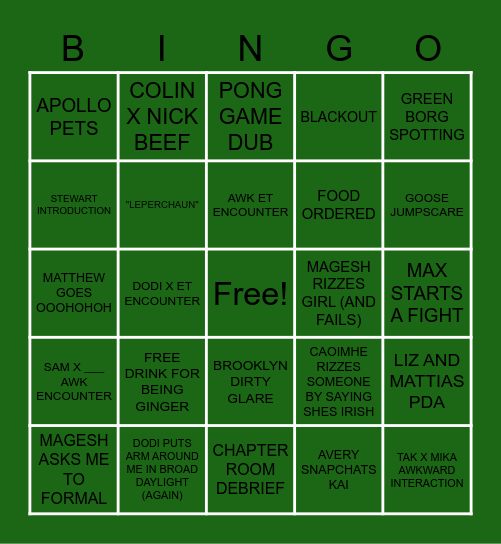 ANNIE'S ST PATRICKS WEEKEND Bingo Card