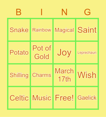 St.Patrick's Day! Bingo Card
