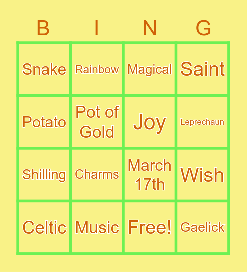 St.Patrick's Day! Bingo Card
