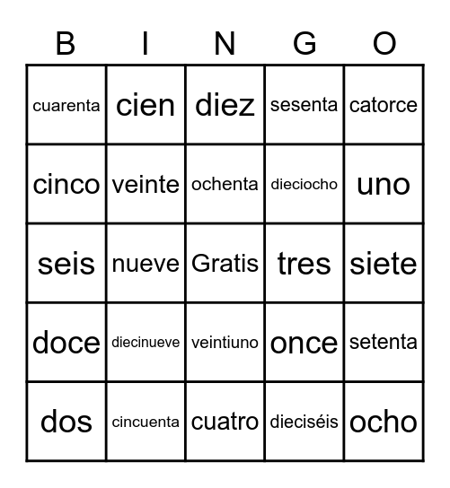 Números Bingo Card