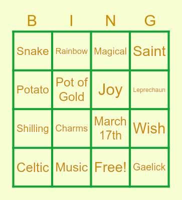 St.Patrick's Day! Bingo Card