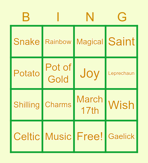 St.Patrick's Day! Bingo Card