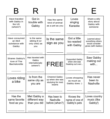 Find someone who... Bingo Card