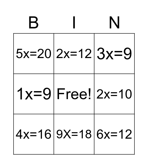 Ligninger Bingo Card
