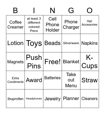 What's In Your Desk Bingo Card