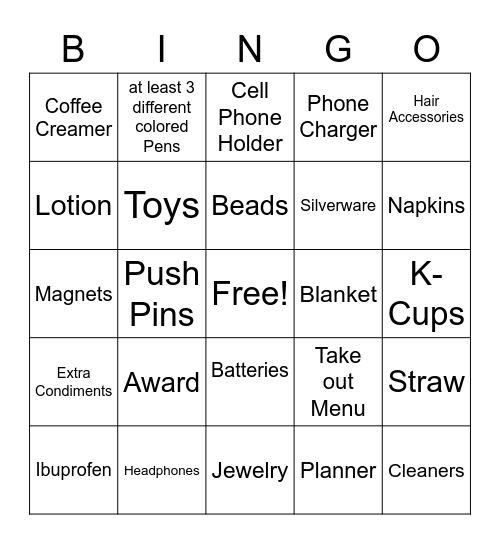 What's In Your Desk Bingo Card