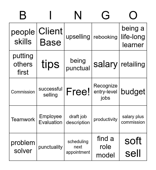 Ch. 31 On the Job Bingo Card