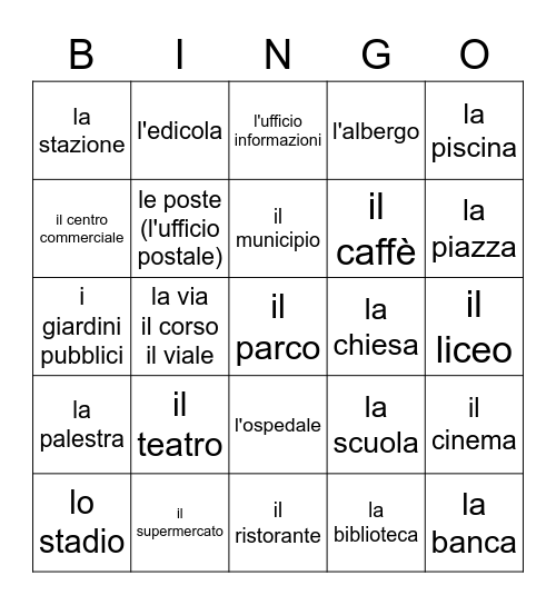 La comunita` Bingo Card