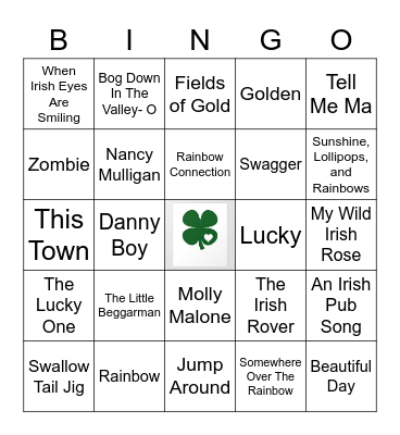 St. Patrick's Day Music Bingo Card