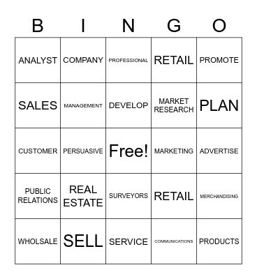 MARKETING, SALES & SERVICE Bingo Card