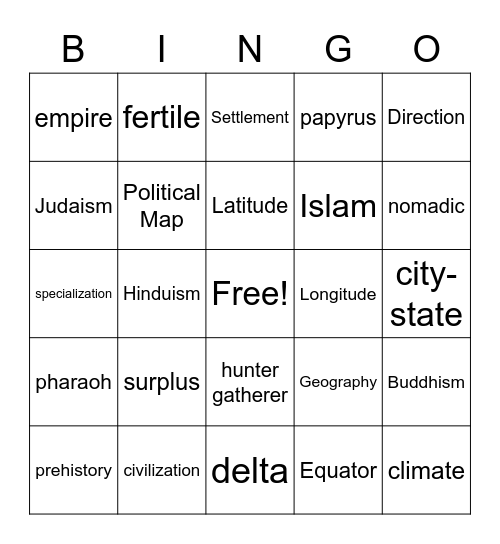 Q3 Vocab Bingo Card