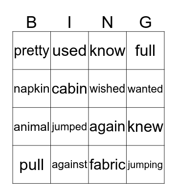 clams Bingo Card