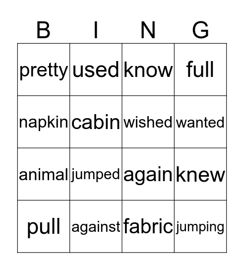 clams Bingo Card