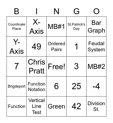 Math Bingo! Bingo Card