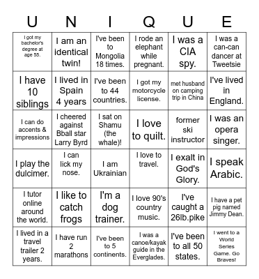 ABF Ladies 2023 Bingo Card