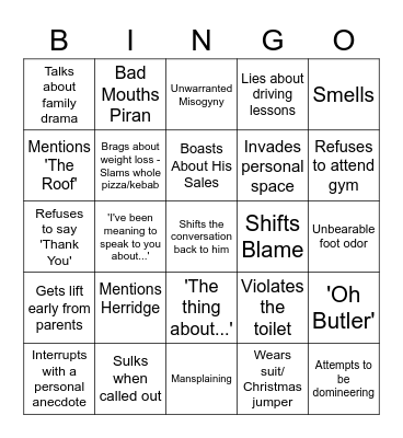Zac Bingo! Bingo Card