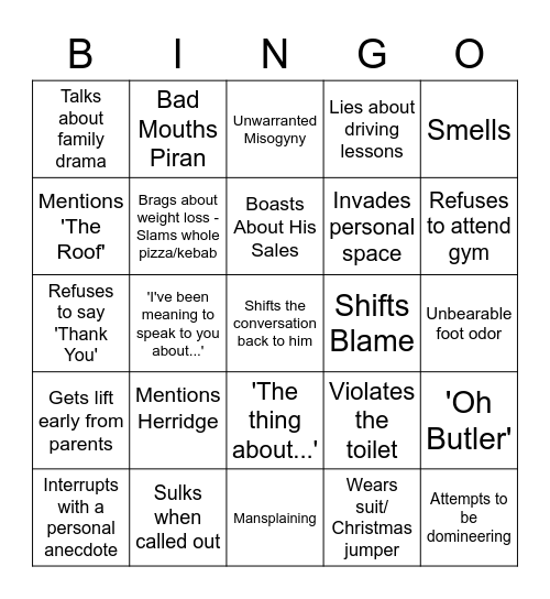 Zac Bingo! Bingo Card