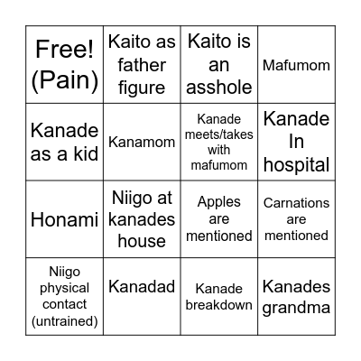 Kanade Event Bingo Card