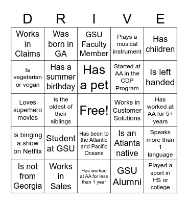 What Drives Her- Networking BINGO Card