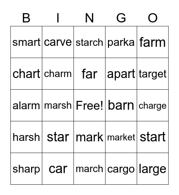 -ar Bingo Card