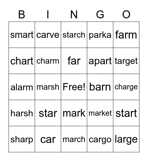-ar Bingo Card