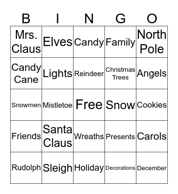 CHRISTMAS BINGO Card