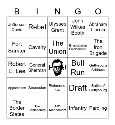 Civil War Review Bingo Card