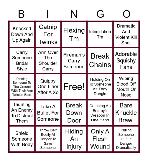 Tank Trope Bingo Card