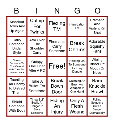 Tank Trope Bingo Card