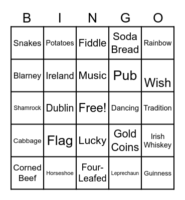 St. Patrick's Bingo Card