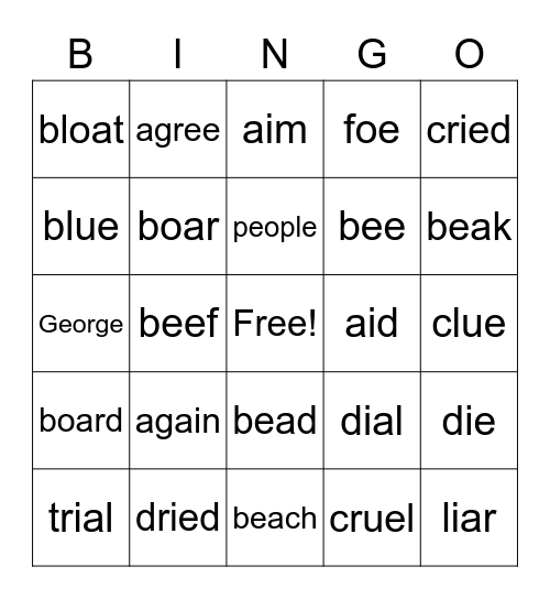 CVVC Bingo Card