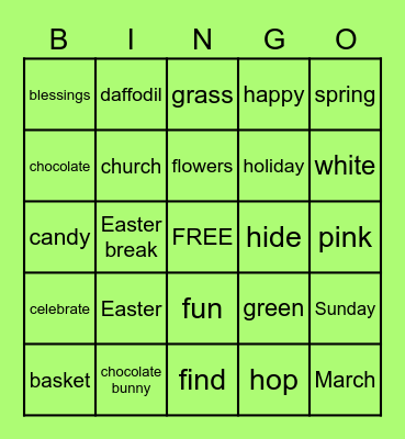 E A S T E R Bingo Card