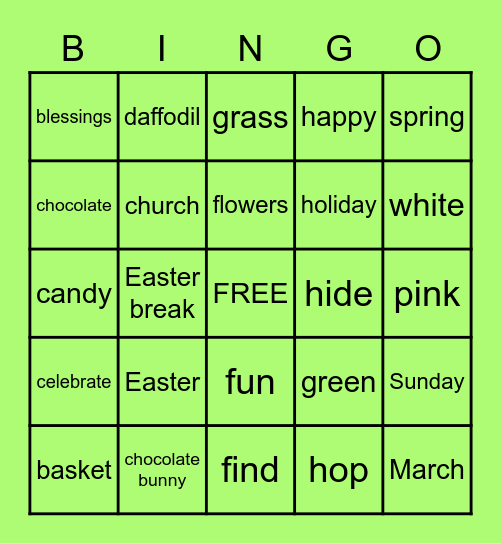 E A S T E R Bingo Card