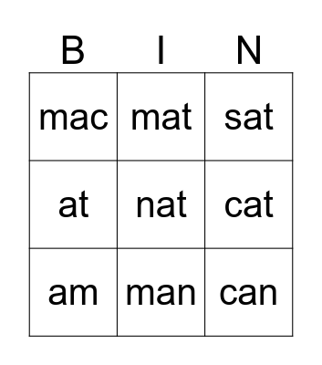 Sight Words Group 1 Bingo Card