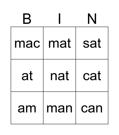 Sight Words Group 1 Bingo Card