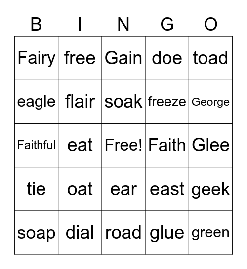 CVVC Bingo Card