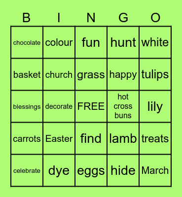 E A S T E R Bingo Card