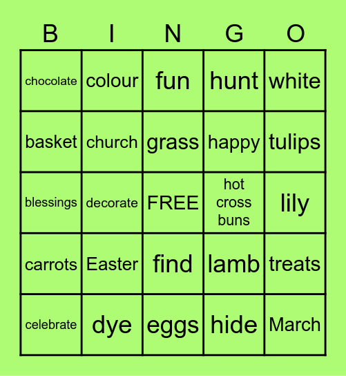 E A S T E R Bingo Card