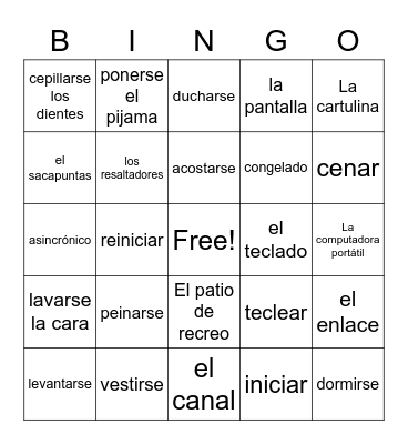 Unit 2 Mi Rutina Diaria y La Escuela Bingo Card