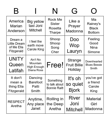 women change makers bingo Card