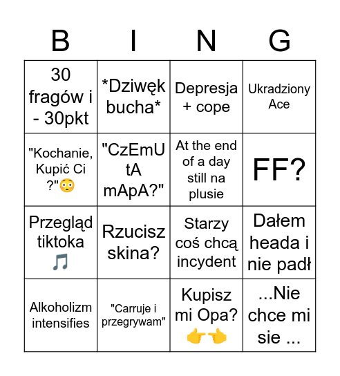 kacper Bingo Card