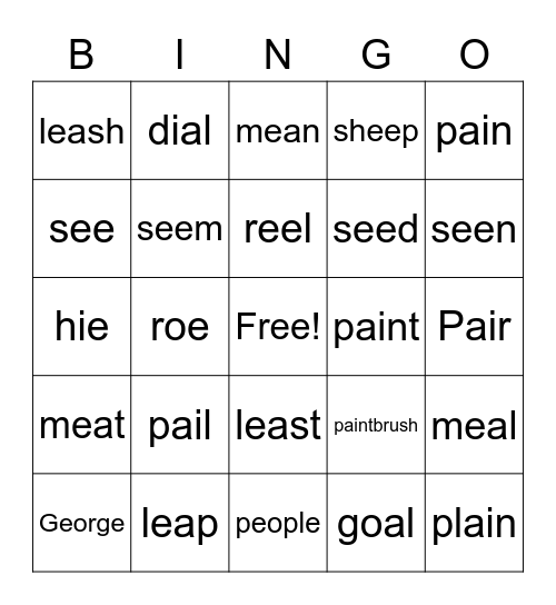 CVVC Bingo Card