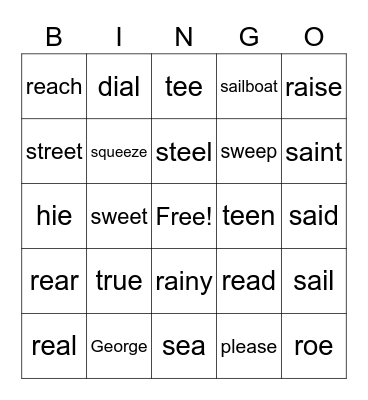 CVVC Bingo Card