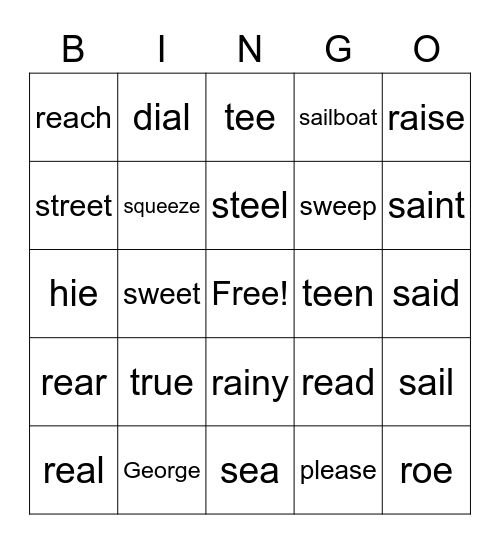CVVC Bingo Card