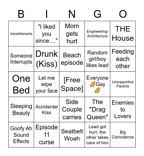 Thai Bl Drama Bingo Card