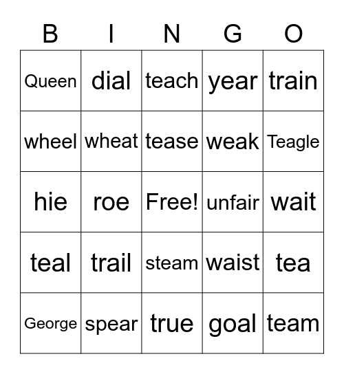 CVVC Bingo Card