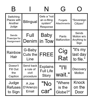 MOTION COURT Bingo Card