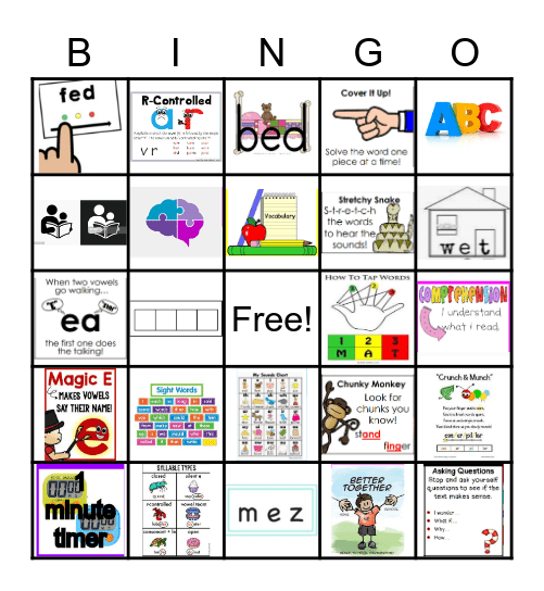 1st Grade Dibels Review Bingo Card